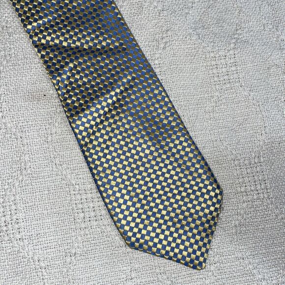 Oxxford Clothes Men’s Dress Tie Size 61” 3.5” Gold Blue Argyle Silk Business
